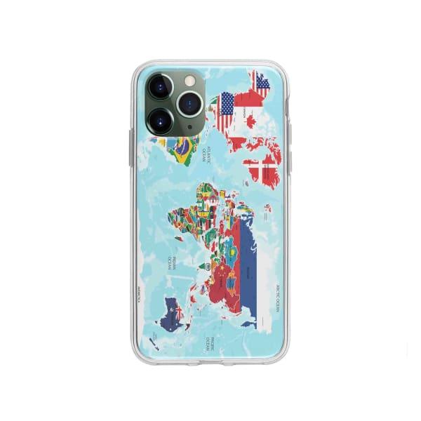 Coque Pour iPhone 11 Pro Carte du Monde - Coque Wiqeo 10€-15€, Estelle Adam, Illustration, iPhone 11 Pro Wiqeo, Déstockeur de Coques Pour iPhone