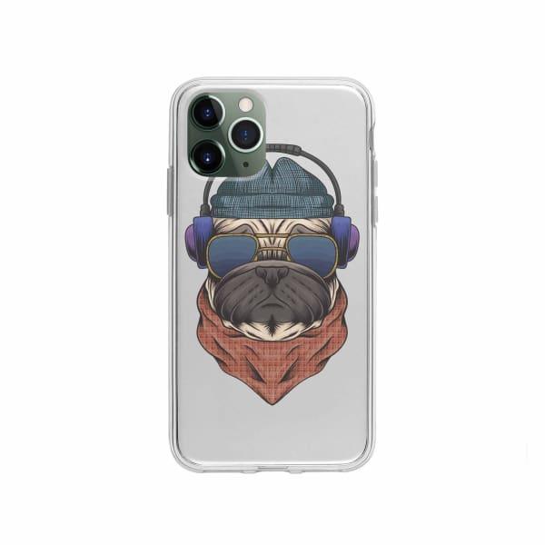 Coque Pour iPhone 11 Pro Chien Écouteurs - Coque Wiqeo 10€-15€, Animaux, Estelle Adam, Illustration, iPhone 11 Pro Wiqeo, Déstockeur de Coques Pour iPhone