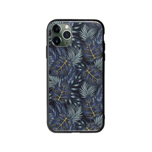 Coque Pour iPhone 11 Pro Feuilles Bleuâtres - Coque Wiqeo 10€-15€, Estelle Adam, Feuilles, iPhone 11 Pro, Motif Wiqeo, Déstockeur de Coques Pour iPhone