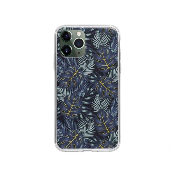 Coque Pour iPhone 11 Pro Feuilles Bleuâtres - Coque Wiqeo 10€-15€, Estelle Adam, Feuilles, iPhone 11 Pro, Motif Wiqeo, Déstockeur de Coques Pour iPhone