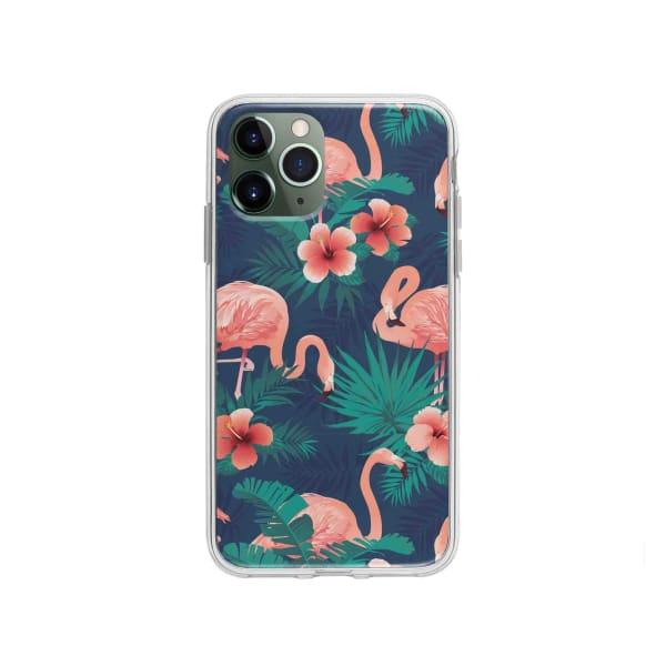 Coque Pour iPhone 11 Pro Flamant Rose Palmier - Coque Wiqeo 10€-15€, Estelle Adam, Feuilles, iPhone 11 Pro, Motif Wiqeo, Déstockeur de Coques Pour iPhone