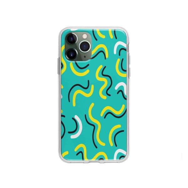 Coque Pour iPhone 11 Pro Griffonnages Turquois - Coque Wiqeo 10€-15€, Estelle Adam, iPhone 11 Pro, Motif Wiqeo, Déstockeur de Coques Pour iPhone