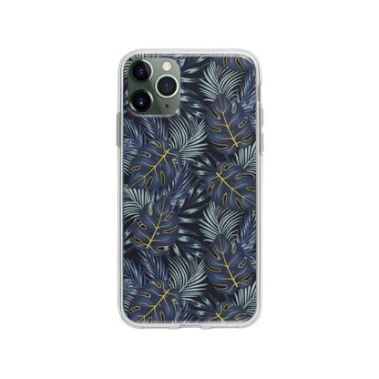 Coque Pour iPhone 11 Pro Max Feuilles Bleuâtres - Coque Wiqeo 10€-15€, Estelle Adam, Feuilles, iPhone 11 Pro Max, Motif Wiqeo, Déstockeur de Coques Pour iPhone