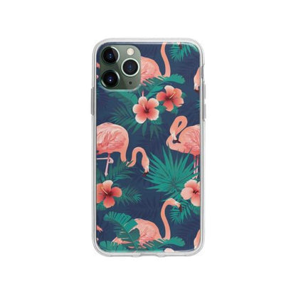 Coque Pour iPhone 11 Pro Max Flamant Rose Palmier - Coque Wiqeo 10€-15€, Estelle Adam, Feuilles, iPhone 11 Pro Max, Motif Wiqeo, Déstockeur de Coques Pour iPhone