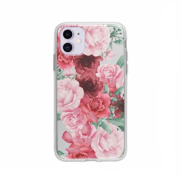 Coque Pour iPhone 11 Roses Fleuries - Transparent