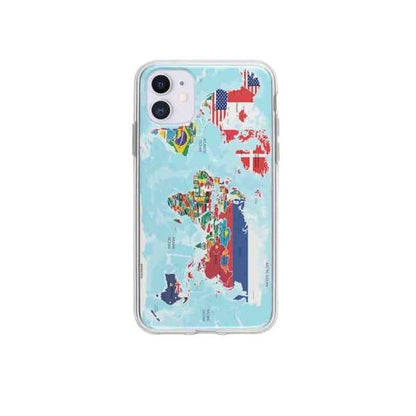 Coque Pour iPhone 12 Carte du Monde - Coque Wiqeo 10€-15€, Estelle Adam, Illustration, iPhone 12 Wiqeo, Déstockeur de Coques Pour iPhone