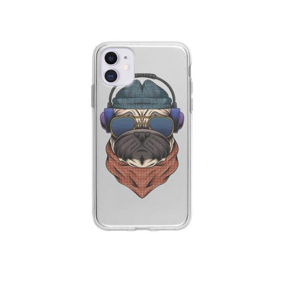 Coque Pour iPhone 12 Chien Écouteurs - Coque Wiqeo 10€-15€, Animaux, Estelle Adam, Illustration, iPhone 12 Wiqeo, Déstockeur de Coques Pour iPhone