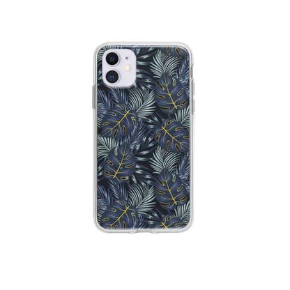 Coque Pour iPhone 12 Feuilles Bleuâtres - Coque Wiqeo 10€-15€, Estelle Adam, Feuilles, iPhone 12, Motif Wiqeo, Déstockeur de Coques Pour iPhone