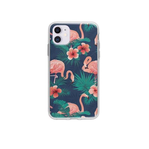 Coque Pour iPhone 12 Flamant Rose Palmier - Coque Wiqeo 10€-15€, Estelle Adam, Feuilles, iPhone 12, Motif Wiqeo, Déstockeur de Coques Pour iPhone