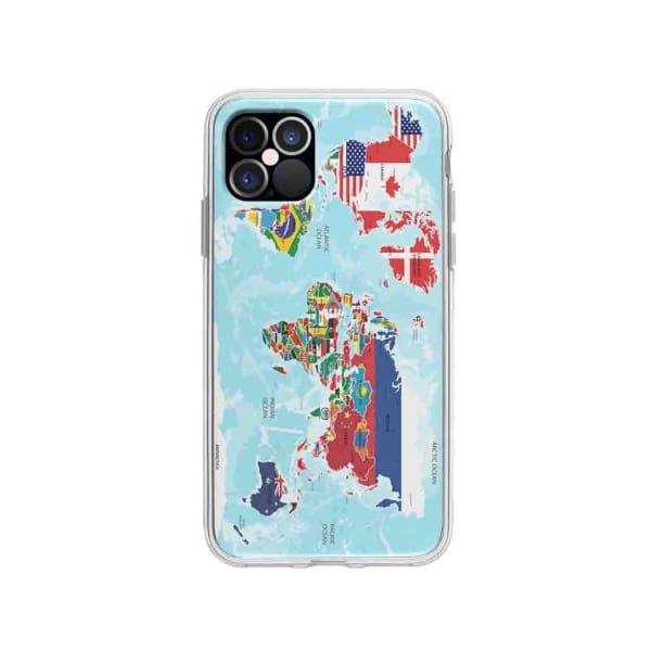 Coque Pour iPhone 12 Pro Carte du Monde - Coque Wiqeo 10€-15€, Estelle Adam, Illustration, iPhone 12 Pro Wiqeo, Déstockeur de Coques Pour iPhone