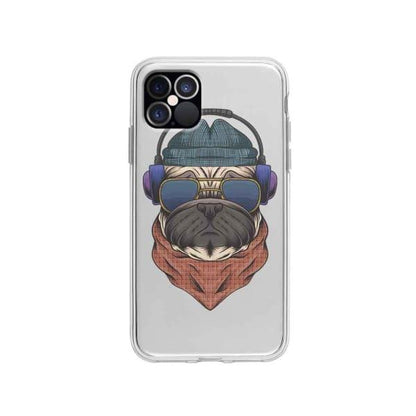 Coque Pour iPhone 12 Pro Chien Écouteurs - Coque Wiqeo 10€-15€, Animaux, Estelle Adam, Illustration, iPhone 12 Pro Wiqeo, Déstockeur de Coques Pour iPhone