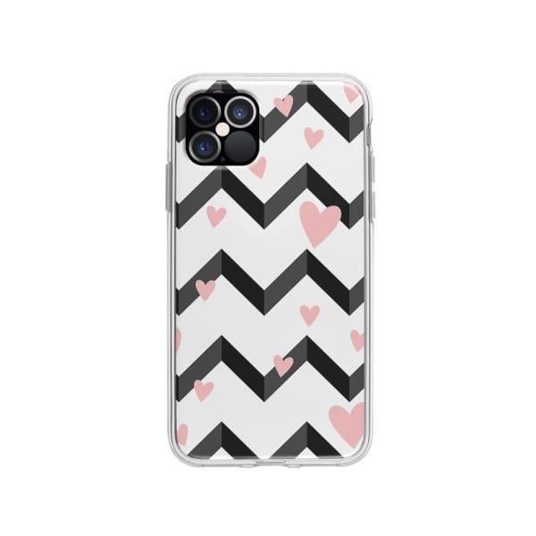 Coque Pour iPhone 12 Pro Cœurs Motif Noir et Blanc - Coque Wiqeo 10€-15€, Cœurs, Estelle Adam, iPhone 12 Pro, Motif Wiqeo, Déstockeur de Coques Pour iPhone