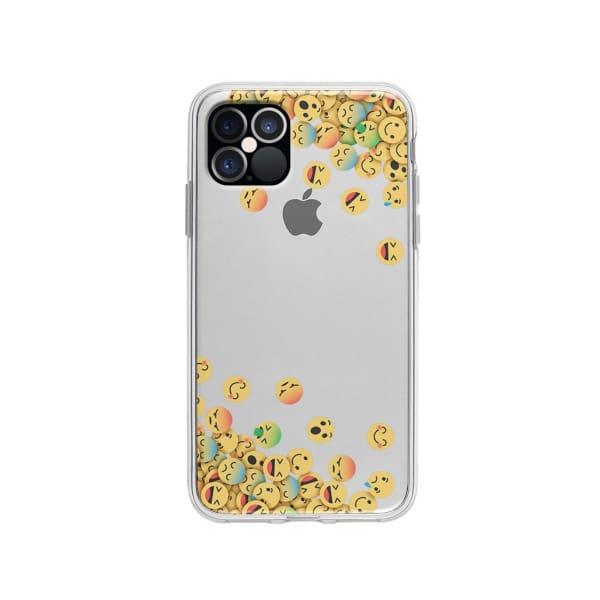 Coque Pour iPhone 12 Pro Emojis Tombants - Coque Wiqeo 10€-15€, Estelle Adam, iPhone 12 Pro, Motif Wiqeo, Déstockeur de Coques Pour iPhone