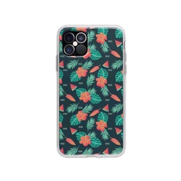 Coque Pour iPhone 12 Pro Été Floral - Coque Wiqeo 10€-15€, Estelle Adam, Feuilles, Fleur, iPhone 12 Pro, Motif Wiqeo, Déstockeur de Coques Pour iPhone