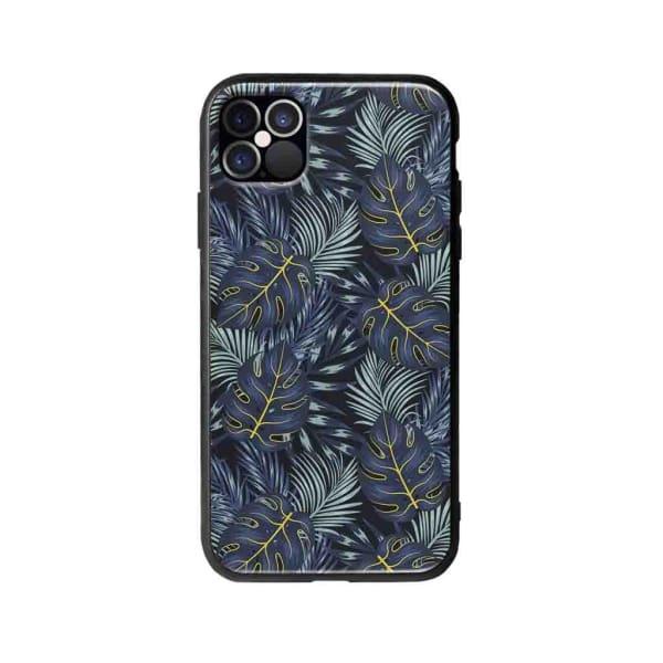 Coque Pour iPhone 12 Pro Feuilles Bleuâtres - Coque Wiqeo 10€-15€, Estelle Adam, Feuilles, iPhone 12 Pro, Motif Wiqeo, Déstockeur de Coques Pour iPhone