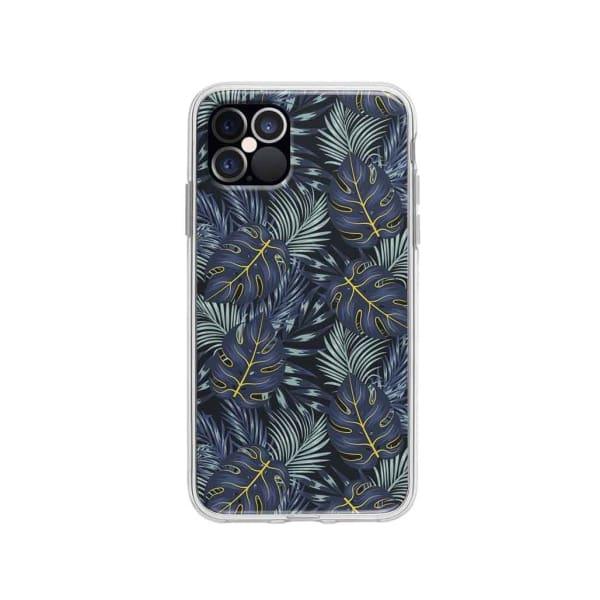 Coque Pour iPhone 12 Pro Feuilles Bleuâtres - Coque Wiqeo 10€-15€, Estelle Adam, Feuilles, iPhone 12 Pro, Motif Wiqeo, Déstockeur de Coques Pour iPhone