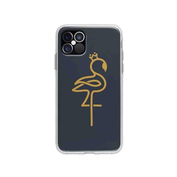 Coque Pour iPhone 12 Pro Flamant Rose Linéaire - Coque Wiqeo 10€-15€, Animaux, Estelle Adam, iPhone 12 Pro, Motif Wiqeo, Déstockeur de Coques Pour iPhone