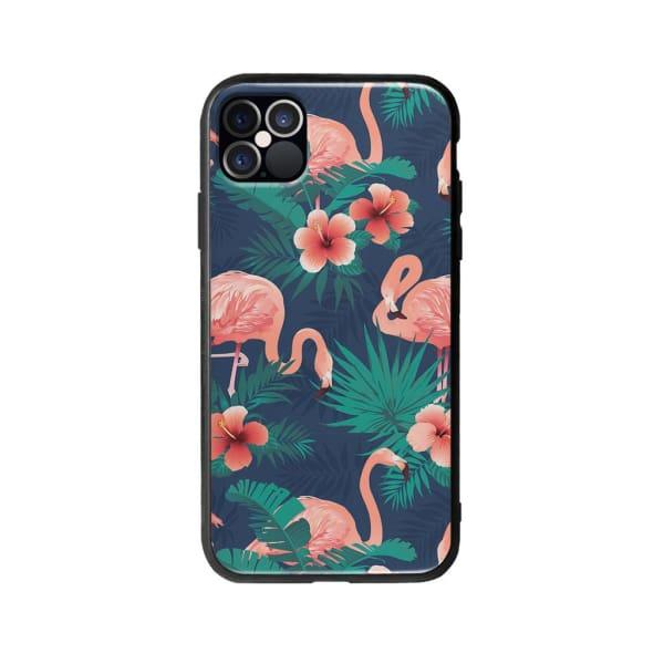 Coque Pour iPhone 12 Pro Flamant Rose Palmier - Coque Wiqeo 10€-15€, Estelle Adam, Feuilles, iPhone 12 Pro, Motif Wiqeo, Déstockeur de Coques Pour iPhone