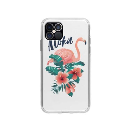 Coque Pour iPhone 12 Pro Flamant Rose Tropical - Coque Wiqeo 10€-15€, Estelle Adam, Feuilles, iPhone 12 Pro, Motif Wiqeo, Déstockeur de Coques Pour iPhone