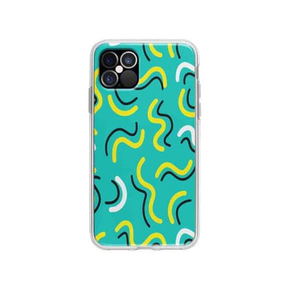 Coque Pour iPhone 12 Pro Griffonnages Turquois - Coque Wiqeo 10€-15€, Estelle Adam, iPhone 12 Pro, Motif Wiqeo, Déstockeur de Coques Pour iPhone