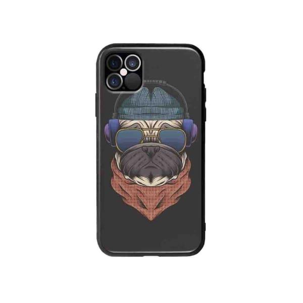 Coque Pour iPhone 12 Pro Max Chien Écouteurs - Coque Wiqeo 10€-15€, Animaux, Estelle Adam, Illustration, iPhone 12 Pro Max Wiqeo, Déstockeur de Coques Pour iPhone