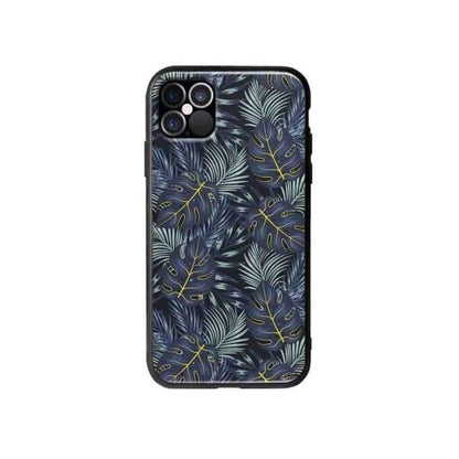 Coque Pour iPhone 12 Pro Max Feuilles Bleuâtres - Coque Wiqeo 10€-15€, Estelle Adam, Feuilles, iPhone 12 Pro Max, Motif Wiqeo, Déstockeur de Coques Pour iPhone