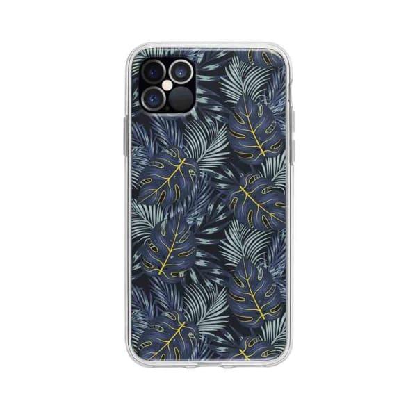 Coque Pour iPhone 12 Pro Max Feuilles Bleuâtres - Coque Wiqeo 10€-15€, Estelle Adam, Feuilles, iPhone 12 Pro Max, Motif Wiqeo, Déstockeur de Coques Pour iPhone