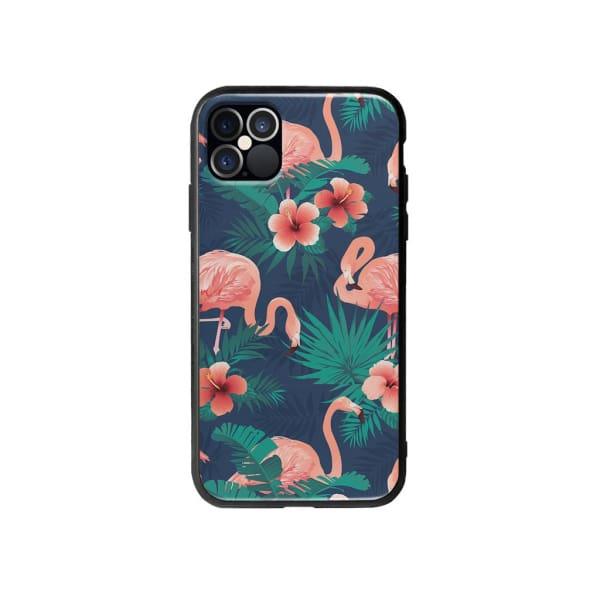 Coque Pour iPhone 12 Pro Max Flamant Rose Palmier - Coque Wiqeo 10€-15€, Estelle Adam, Feuilles, iPhone 12 Pro Max, Motif Wiqeo, Déstockeur de Coques Pour iPhone