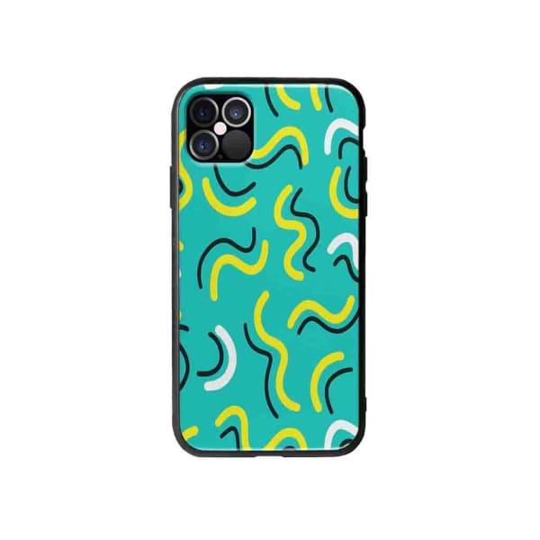 Coque Pour iPhone 12 Pro Max Griffonnages Turquois - Coque Wiqeo 10€-15€, Estelle Adam, iPhone 12 Pro Max, Motif Wiqeo, Déstockeur de Coques Pour iPhone