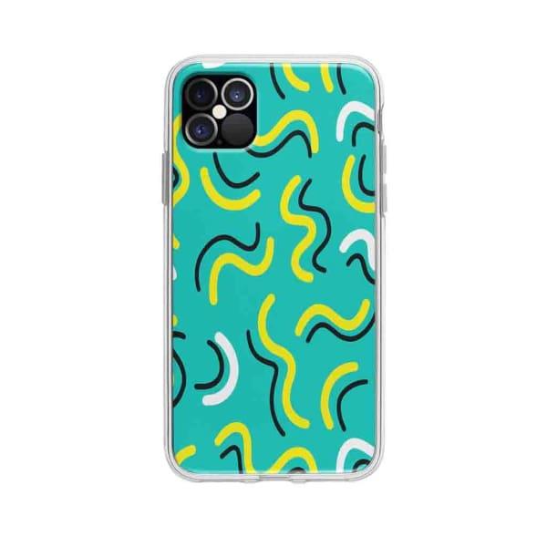 Coque Pour iPhone 12 Pro Max Griffonnages Turquois - Coque Wiqeo 10€-15€, Estelle Adam, iPhone 12 Pro Max, Motif Wiqeo, Déstockeur de Coques Pour iPhone