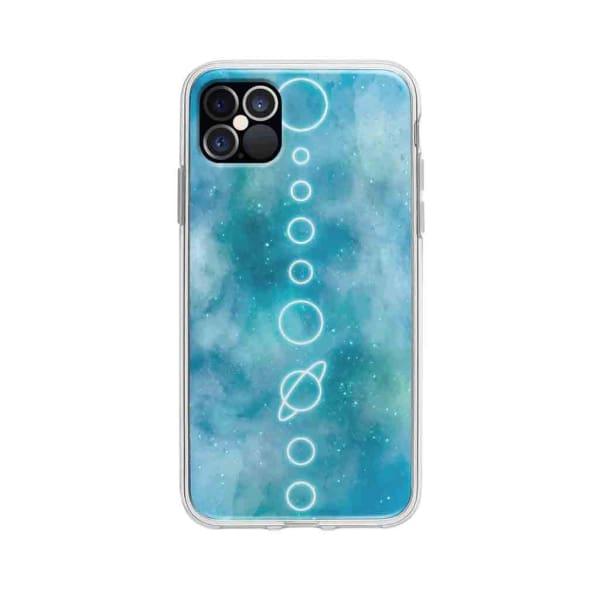 Coque Pour iPhone 12 Pro Max Système Solaire Néon - Coque Wiqeo 10€-15€, Estelle Adam, Illustration, iPhone 12 Pro Max, Motif Wiqeo, Déstockeur de Coques Pour iPhone