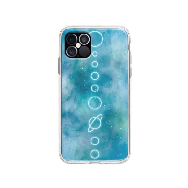 Coque Pour iPhone 12 Pro Système Solaire Néon - Coque Wiqeo 10€-15€, Estelle Adam, Illustration, iPhone 12 Pro, Motif Wiqeo, Déstockeur de Coques Pour iPhone