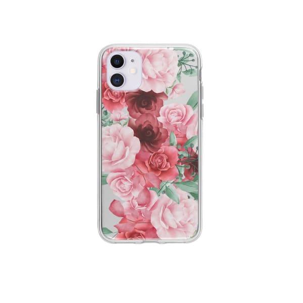 Coque Pour iPhone 12 Roses Fleuries - Transparent