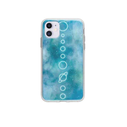 Coque Pour iPhone 12 Système Solaire Néon - Coque Wiqeo 10€-15€, Estelle Adam, Illustration, iPhone 12, Motif Wiqeo, Déstockeur de Coques Pour iPhone