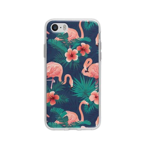 Coque Pour iPhone 5 Flamant Rose Palmier - Coque Wiqeo 5€-10€, Estelle Adam, Feuilles, iPhone 5, Motif Wiqeo, Déstockeur de Coques Pour iPhone