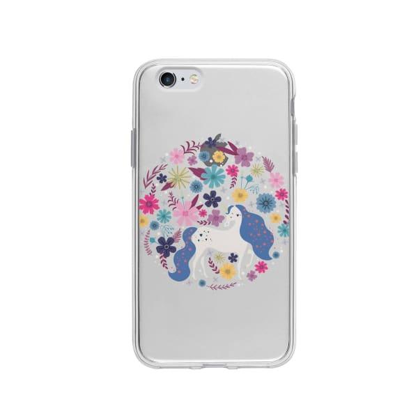 Coque Pour iPhone 6 Licorne Fleurs - Transparent
