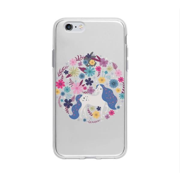 Coque Pour iPhone 6S Licorne Fleurs - Transparent