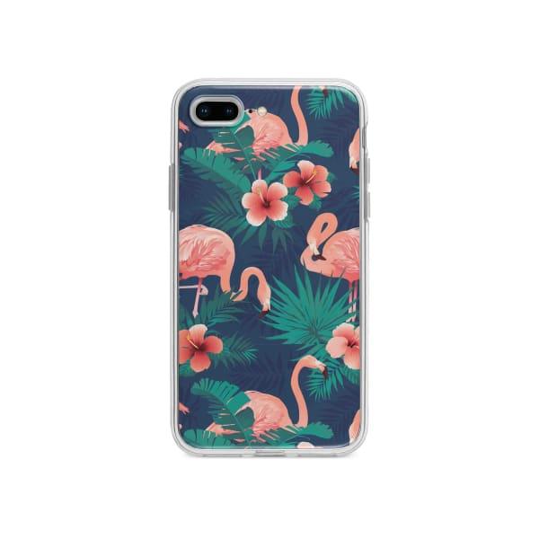 Coque Pour iPhone 7 Plus Flamant Rose Palmier - Coque Wiqeo 10€-15€, Estelle Adam, Feuilles, iPhone 7 Plus, Motif Wiqeo, Déstockeur de Coques Pour iPhone