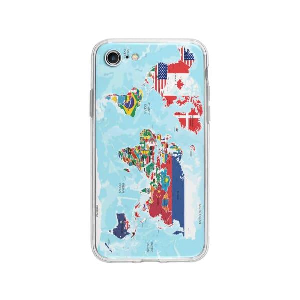 Coque Pour iPhone 8 Carte du Monde - Coque Wiqeo 10€-15€, Estelle Adam, Illustration, iPhone 8 Wiqeo, Déstockeur de Coques Pour iPhone