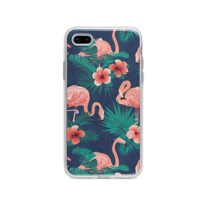 Coque Pour iPhone 8 Plus Flamant Rose Palmier - Coque Wiqeo 10€-15€, Estelle Adam, Feuilles, iPhone 8 Plus, Motif Wiqeo, Déstockeur de Coques Pour iPhone