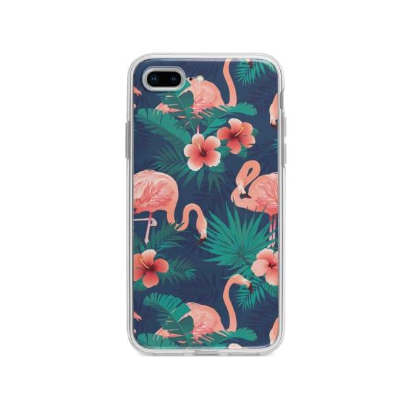 Coque Pour iPhone 8 Plus Flamant Rose Palmier - Coque Wiqeo 10€-15€, Estelle Adam, Feuilles, iPhone 8 Plus, Motif Wiqeo, Déstockeur de Coques Pour iPhone