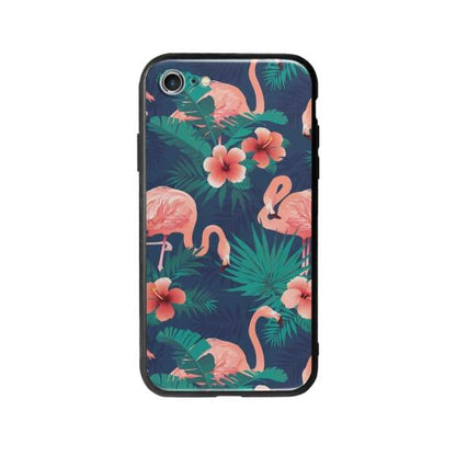 Coque Pour iPhone SE (2020) Flamant Rose Palmier - Coque Wiqeo 10€-15€, Estelle Adam, Feuilles, iPhone SE 2020, Motif Wiqeo, Déstockeur de Coques Pour iPhone