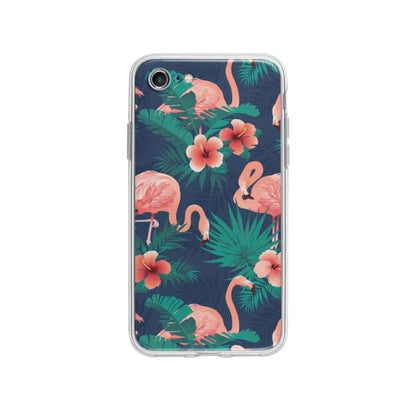 Coque Pour iPhone SE (2020) Flamant Rose Palmier - Coque Wiqeo 10€-15€, Estelle Adam, Feuilles, iPhone SE 2020, Motif Wiqeo, Déstockeur de Coques Pour iPhone