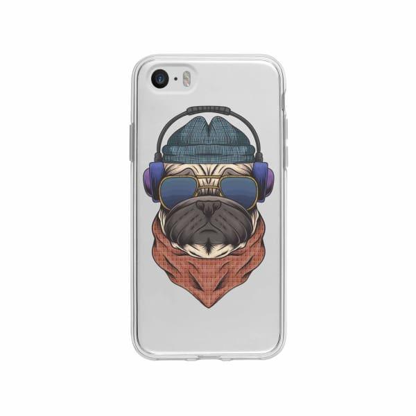 Coque Pour iPhone SE Chien Écouteurs - Coque Wiqeo 5€-10€, Animaux, Estelle Adam, Illustration, iPhone SE Wiqeo, Déstockeur de Coques Pour iPhone