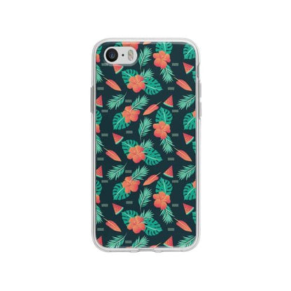 Coque Pour iPhone SE Été Floral - Coque Wiqeo 5€-10€, Estelle Adam, Feuilles, Fleur, iPhone SE, Motif Wiqeo, Déstockeur de Coques Pour iPhone