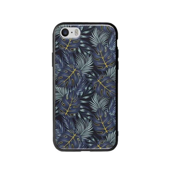 Coque Pour iPhone SE Feuilles Bleuâtres - Coque Wiqeo 5€-10€, Estelle Adam, Feuilles, iPhone SE, Motif Wiqeo, Déstockeur de Coques Pour iPhone