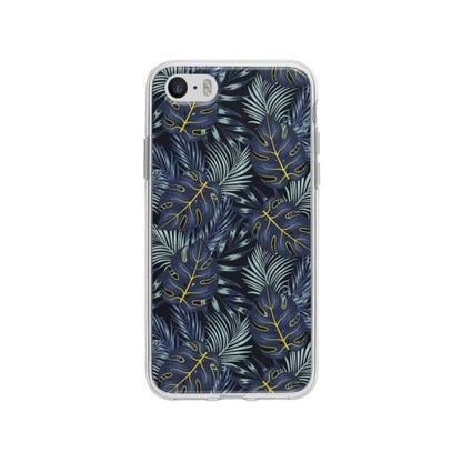 Coque Pour iPhone SE Feuilles Bleuâtres - Coque Wiqeo 5€-10€, Estelle Adam, Feuilles, iPhone SE, Motif Wiqeo, Déstockeur de Coques Pour iPhone