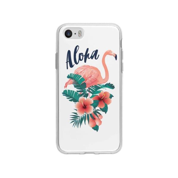 Coque Pour iPhone SE Flamant Rose Tropical - Coque Wiqeo 5€-10€, Estelle Adam, Feuilles, iPhone SE, Motif Wiqeo, Déstockeur de Coques Pour iPhone