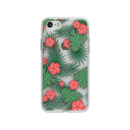 Coque Pour iPhone SE Flore Exotique - Coque Wiqeo 5€-10€, Estelle Adam, Feuilles, Fleur, iPhone SE, Motif Wiqeo, Déstockeur de Coques Pour iPhone