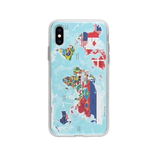 Coque Pour iPhone X Carte du Monde - Coque Wiqeo 10€-15€, Estelle Adam, Illustration, iPhone X Wiqeo, Déstockeur de Coques Pour iPhone